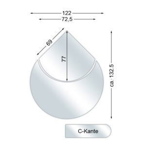 Funkenschutzplatte, Glasbodenplatte 2-teilig mit C-Kante, 6 mm stark, Modell III